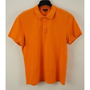 Fabrika Mens Large Slim Fit Short Sleeve Orange Pique Stretch Cotton Polo Shirt